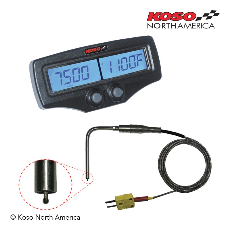 Compteur double EGT-02R KOSO compte-tours & temperature moteur capteur rapide