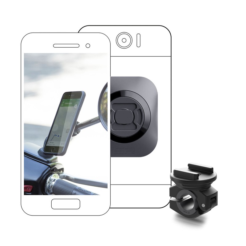 Pack complet SP-CONNECT Moto Bundle fixé sur rétroviseur Universel