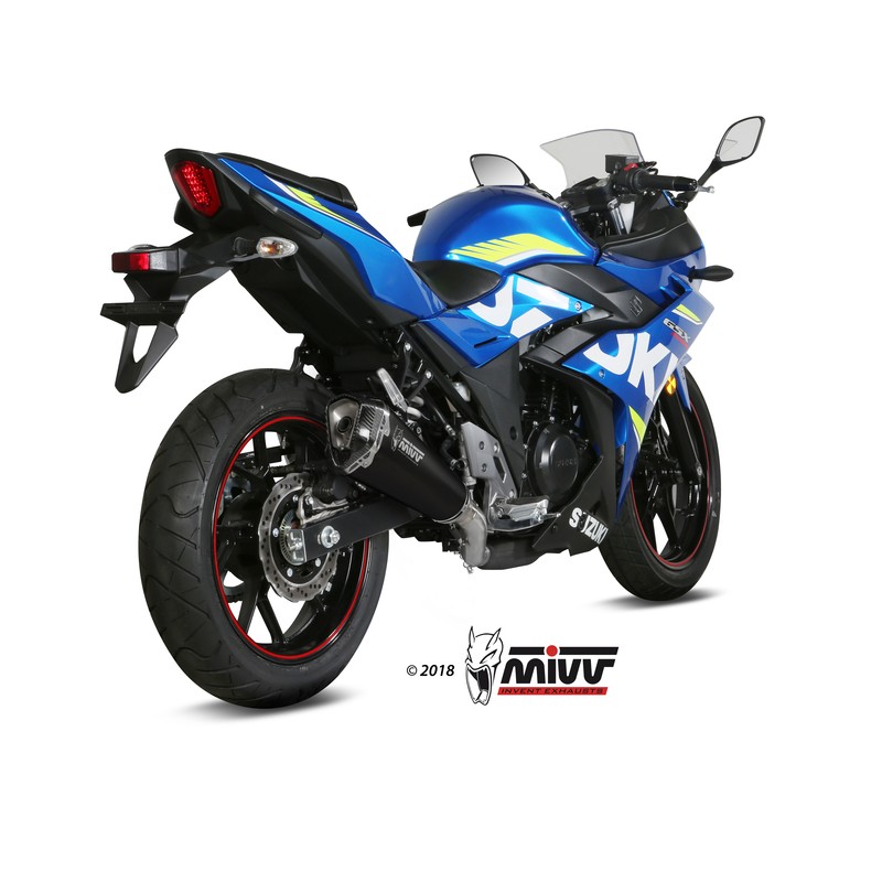 Silencieux MIVV Delta Race inox noir/casquette carbone Suzuki GSX250R
