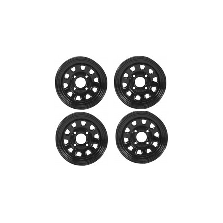 Lot de 4 Jantes Tôle Noire 12x7 - 4x137 4+3 Quad SSV