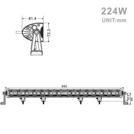 Projecteur Rectangulaire LED 224W 18375 Lumen Epistar LED 94cm