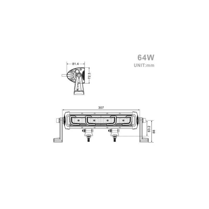 Projecteur Rectangulaire LED 64W 5250 Lumen Epistar LED 31cm