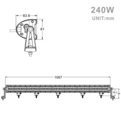 Projecteur Rectangulaire LED 240W 21600 Lumen Epistar LED 106cm