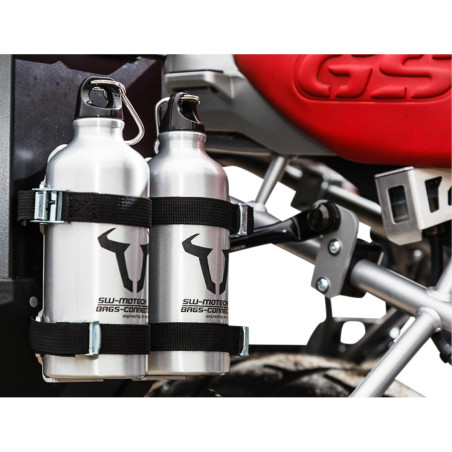 Kit 2 gourdes avec support mâle 2 gourdes de 0,6 litre Acier Inox Avec support mâle TRAX SW MOTECH