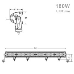 Projecteur Rectangulaire LED 180W 16200 Lumens Epistar LED Quad SSV 180W 82cm