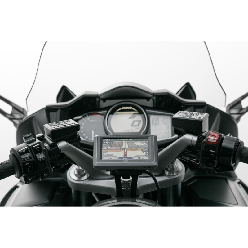 Kit boule 1" support rétroviseur. Kit de fixation M8/M10 sur rétroviseur. Noir