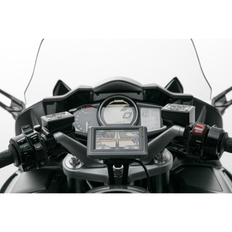 Kit boule 1" support rétroviseur. Kit de fixation M8/M10 sur rétroviseur. Noir