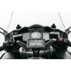 Kit boule 1" support rétroviseur. Kit de fixation M8/M10 sur rétroviseur. Noir
