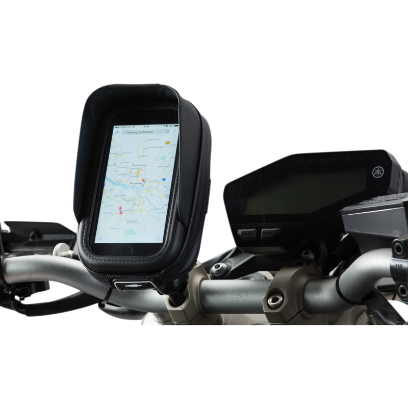 Support GPS pour guidon. Noir. choc absorbent