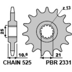 Pignon PBR acier standard...