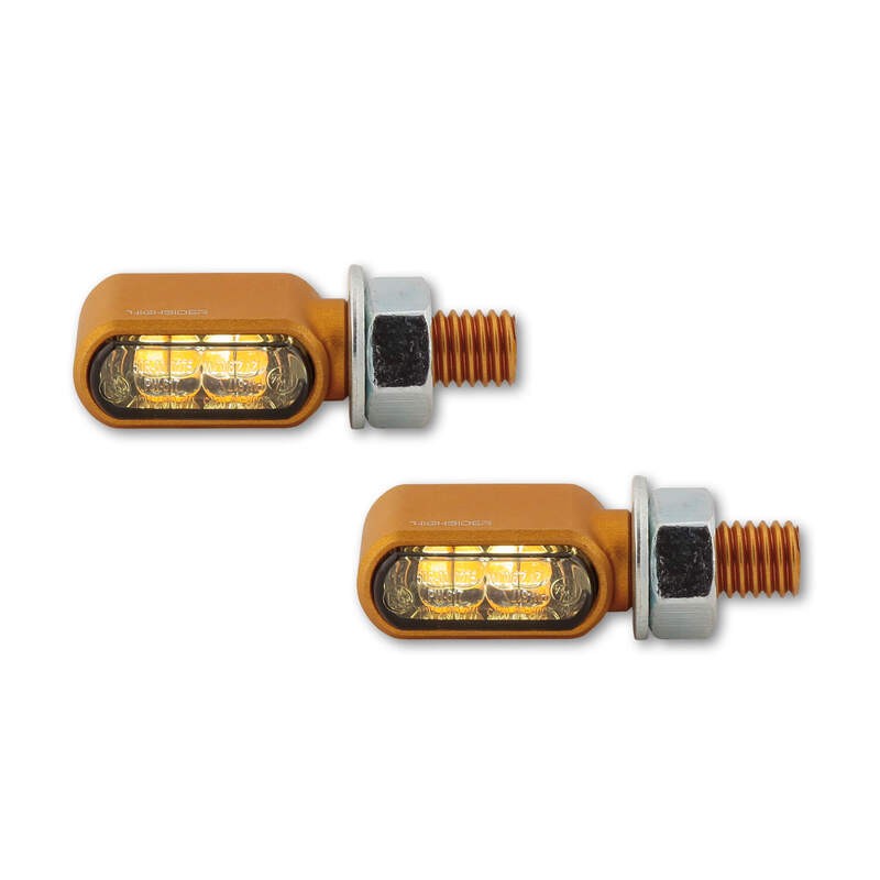 Clignotants/feux de position LED CNC HIGHSIDER Little Bronx or, teinté, homologué E, paire